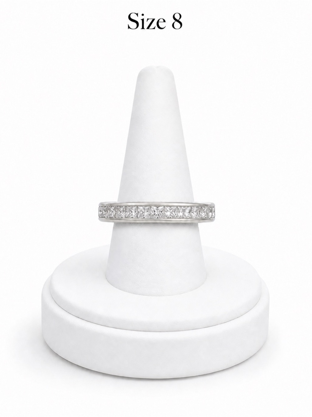 Sterling Silver Channel-Set CZ Eternity Ring - Size 8